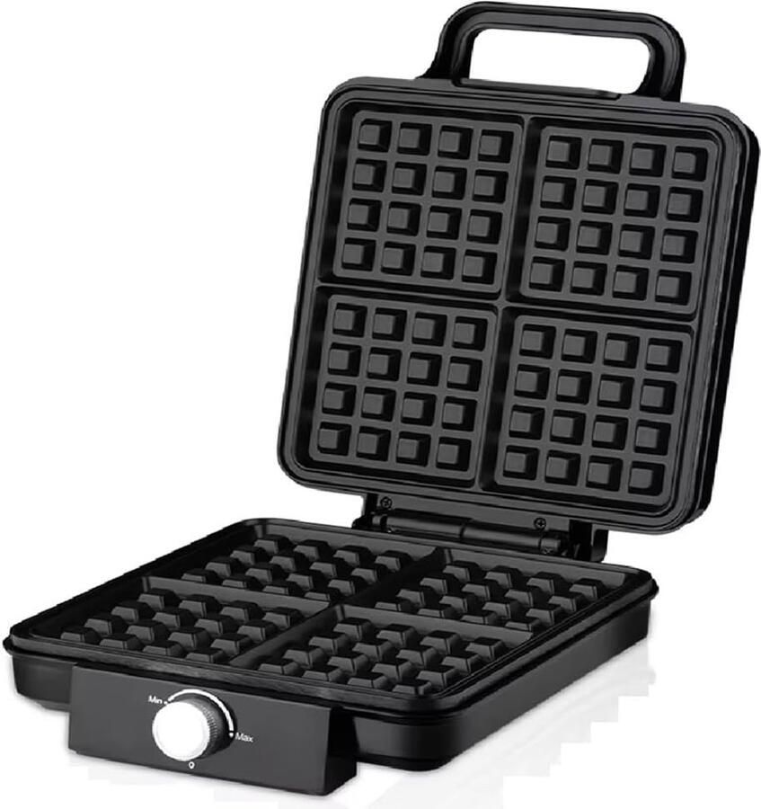 Wafelijzer Eiercake Maker Ontbijt Maken Dubbele Verwarming 1500W Zwart