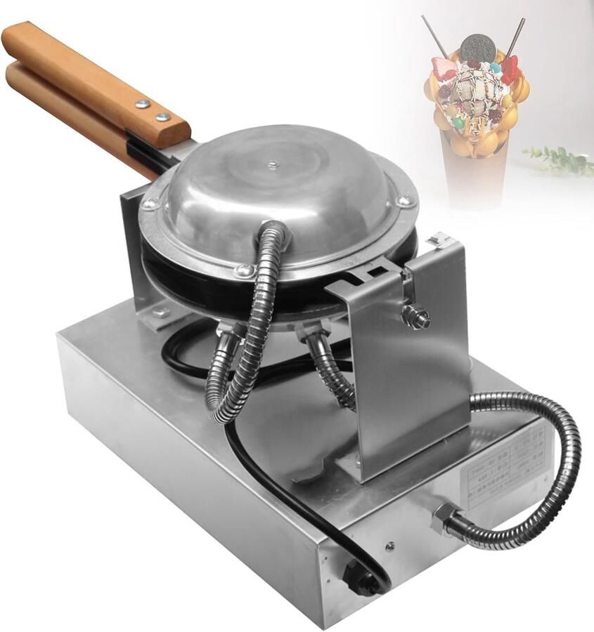 Wafelijzer Eierkoek machine Lekkere wafels maken 1400 watt vermogen Compact formaat Zilverkleurig