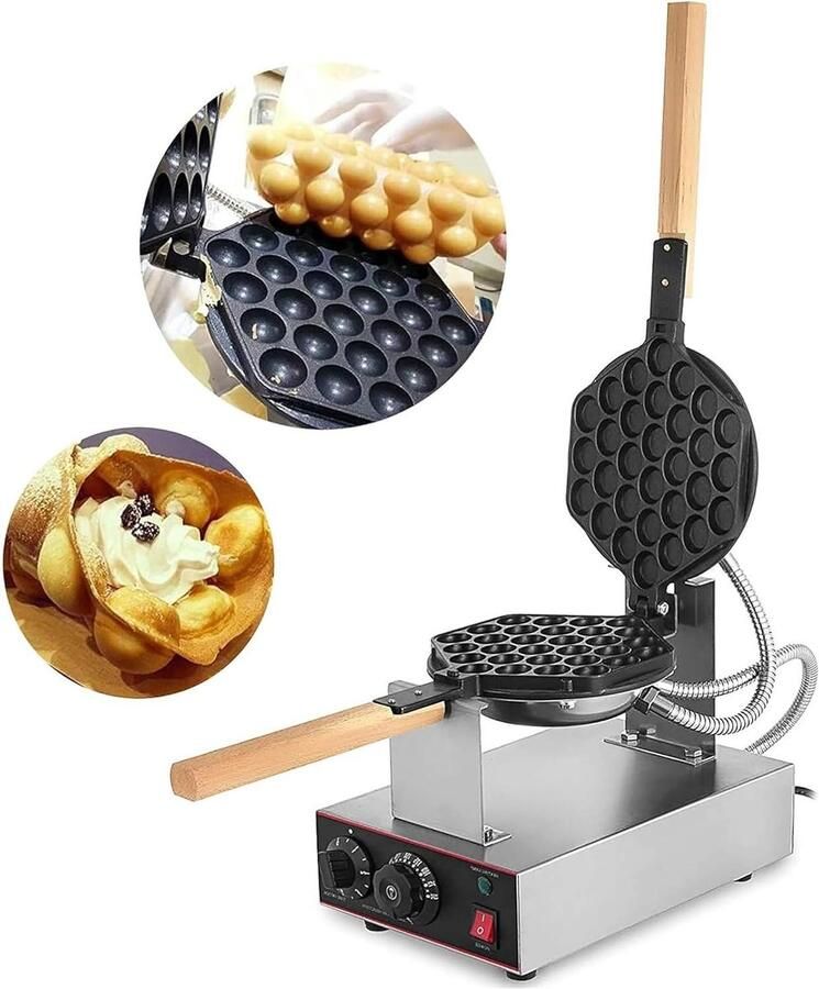 Wafelijzer Eierkoekmachine Desserts Maken Instelbare Temperatuur 30 Stuks Zwart