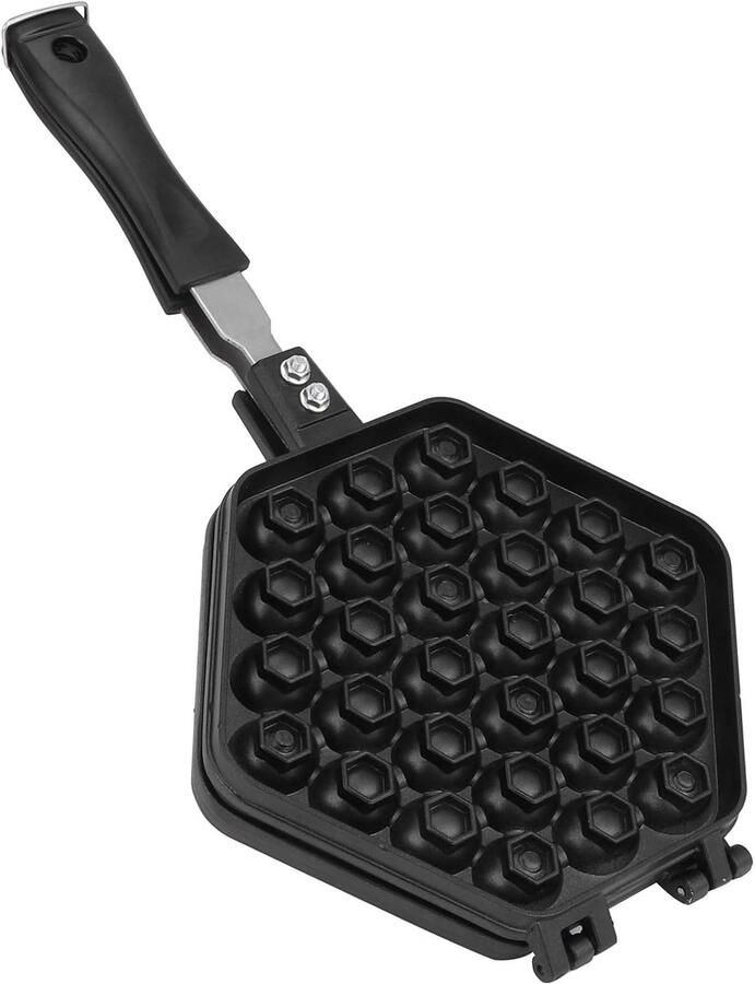 Wafelijzer Eierkoekvorm Ontbijt Maken Dubbele Antiaanbaklaag 37.5x20cm Mat Zwart Grijs