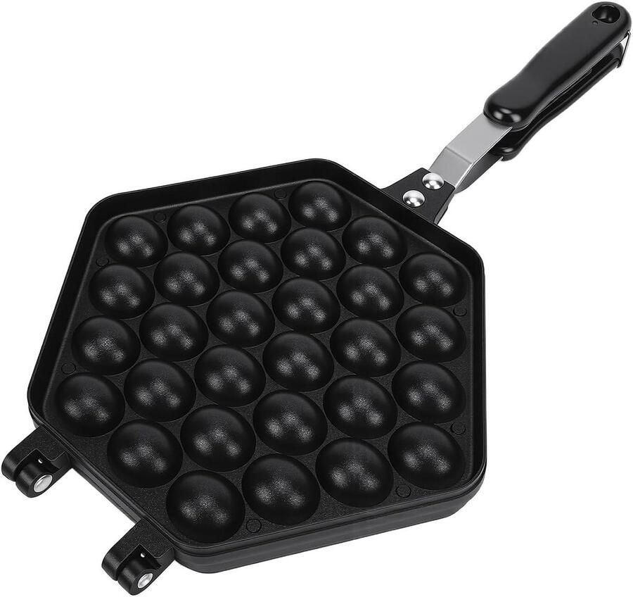 Wafelijzer Eierwafelmaker Ontbijt Maken Dubbelzijdig 40 cm Zwart