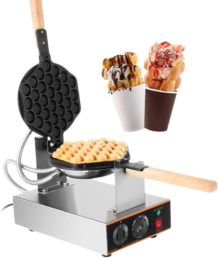 Wafelijzer Eiwafelmaker Lekkere Wafels Maken 180° Roterend 22x33cm Zilver
