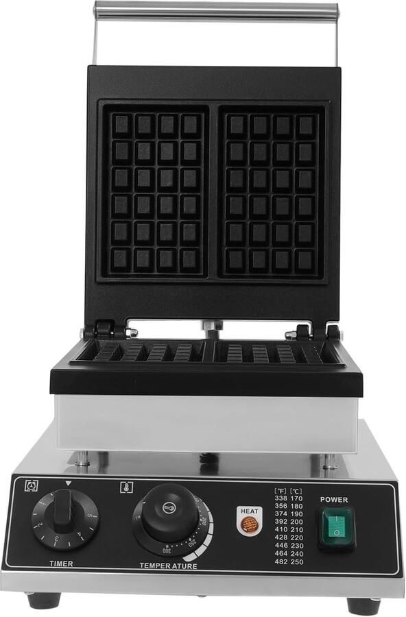 Wafelijzer Elektrisch Apparaat voor Wafels Bakken Dubbele Grote Vormen 2000 Watt Zilver Zwart