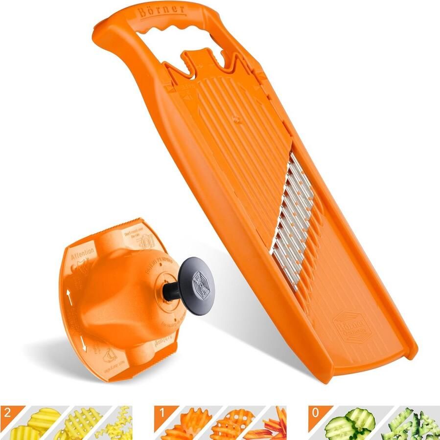 Wafelijzer en Groentesnijder Set voor Gekartelde Frieten en Aardappelwafels (Oranje)