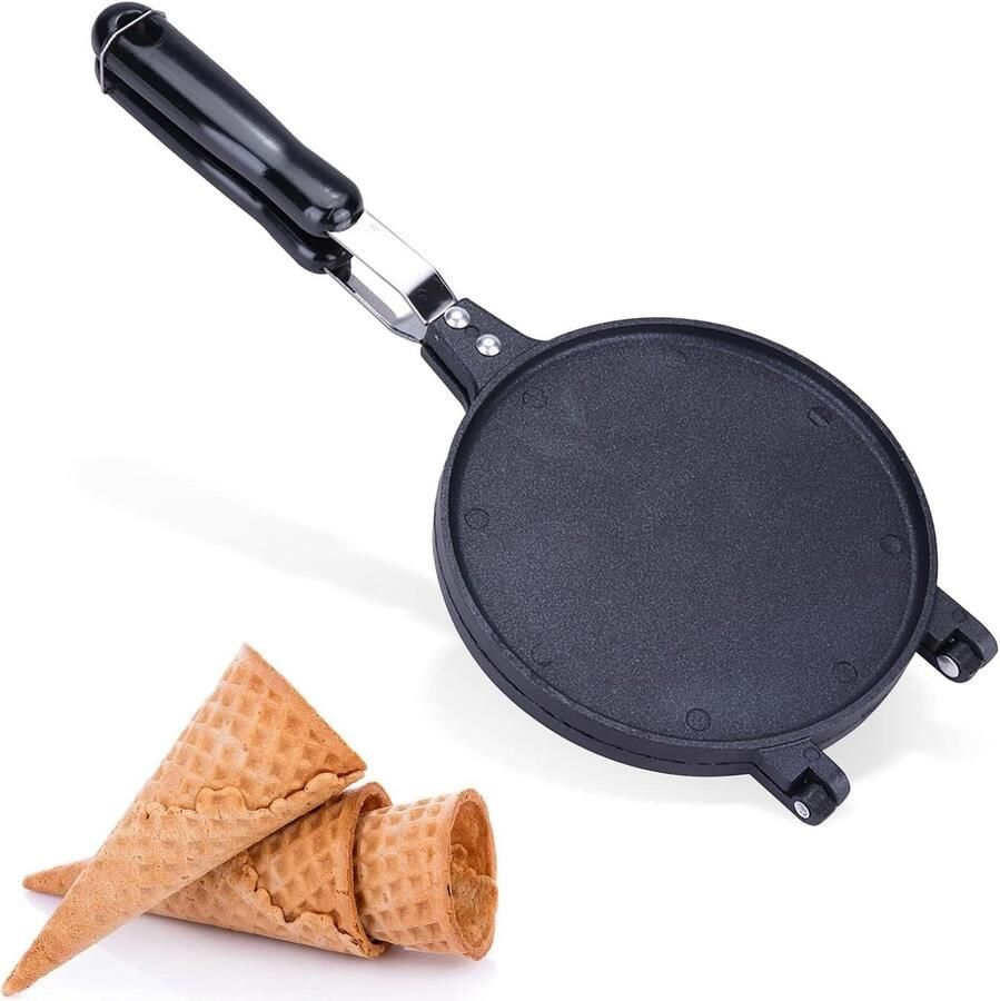 Wafelijzer en Hoornvorm voor IJs Crêpes en Omeletten Antiaanbaklaag