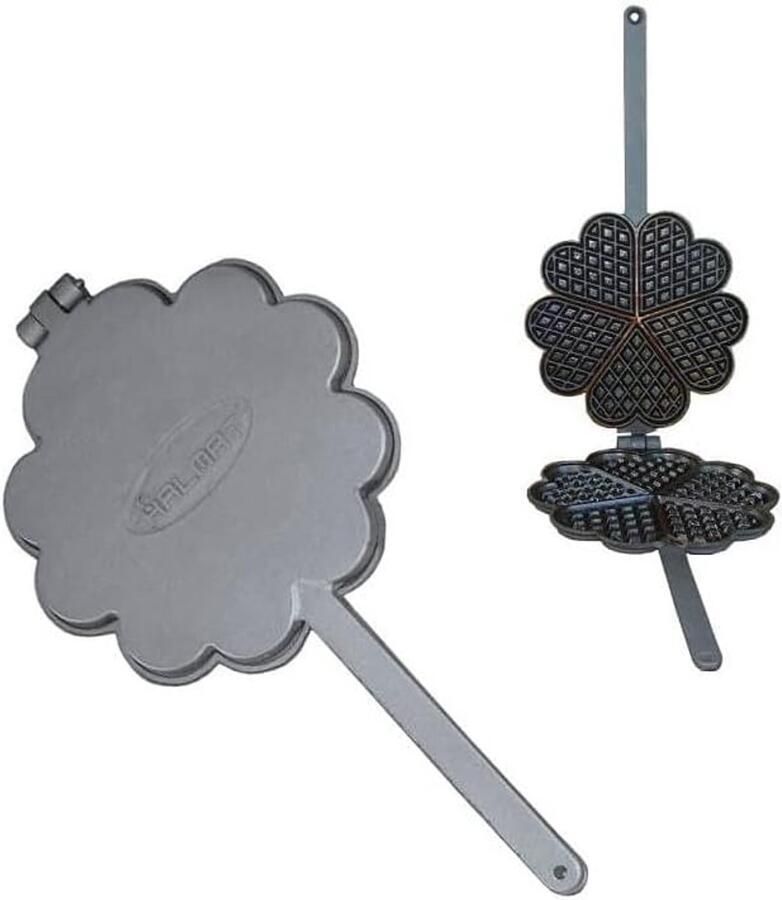 Wafelijzer Gietijzer Hartvormige Wafels Bakken Buiten Draaibaar Middendeel 27 cm Diameter Zwart