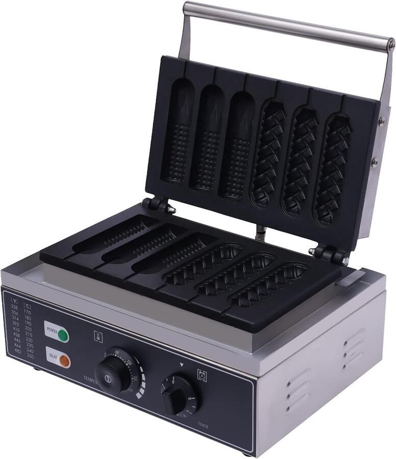 Wafelijzer Grill Wafelmaker Apparaat Wafels Maken Non-stick Bakplaten 6 Wafels Tegelijk Zilver