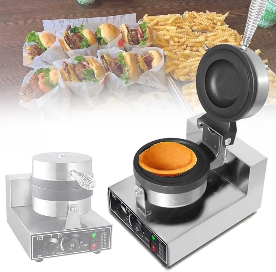 Wafelijzer Hamburger Wafelpers Lekkere Wafels Maken Dubbelzijdig Verwarmen 1200 W Zilver