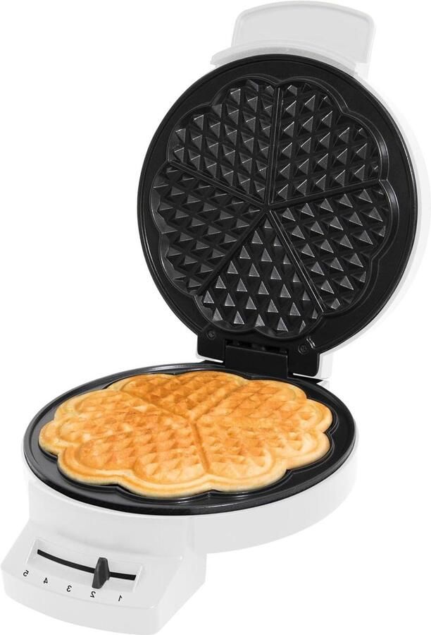 Wafelijzer Hartjes Apparaat Bakken Romantisch Ontbijt PFAS-vrij 5 Hartjes Tegelijk Wit