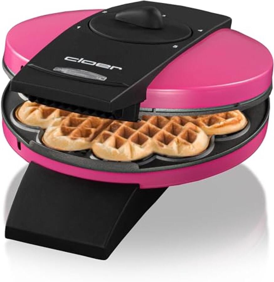 Wafelijzer Hartjes Apparaat voor wafels Lekkere wafels bakken Verstelbare bruining 16.5 cm Roze