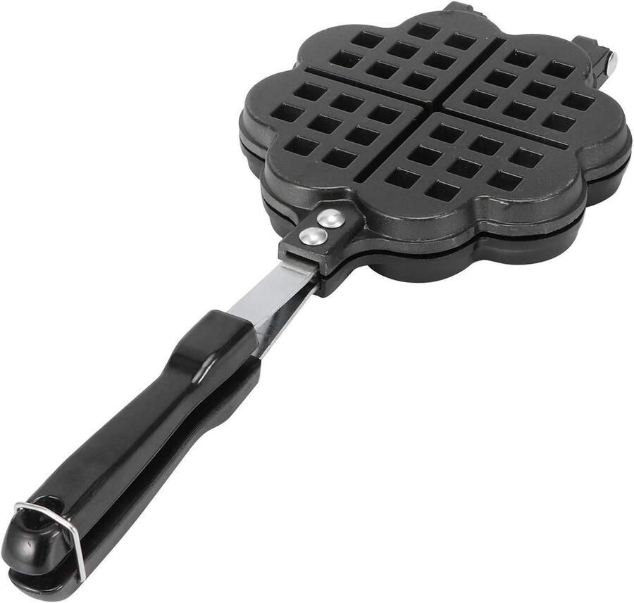 Wafelijzer Hartjes Wafelvorm Ontbijt Maken Antiaanbaklaag 35 x 14 cm Zwart