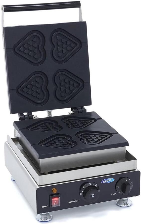 Wafelijzer Hartjeswafels Snelle Wafels Maken 4 Stuks Tegelijk 38 x 30 x 25 cm Roestvrij staal