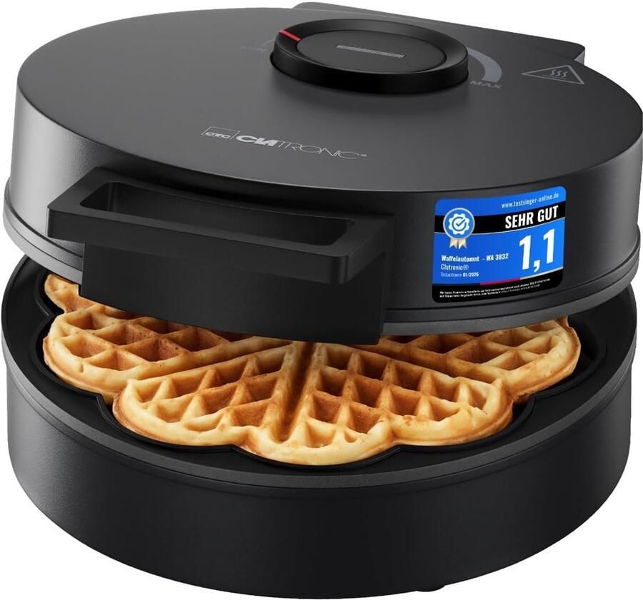 Wafelijzer Hartvorm Apparaat Bakken Lekkere Wafels Maken Traploze Bruiningsregelaar 20cm Bakoppervlak Zwart