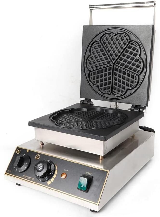 Wafelijzer Hartvorm Apparaat voor Wafels Thuis Bakken Antiaanbaklaag 39 x 49 x 33 cm Zilverkleurig