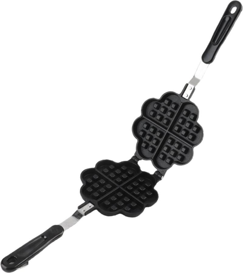 Wafelijzer Hartvorm Bakplaat Cakevorm Lekkere Wafels Maken Antiaanbaklaag 38 x 19 x 5 cm Zwart