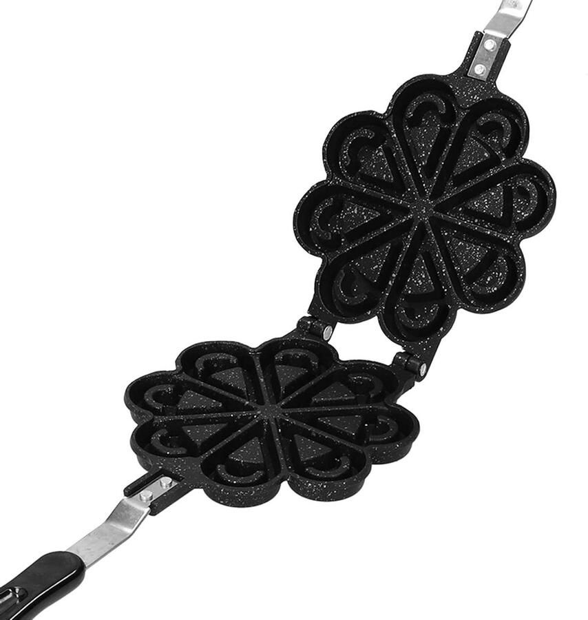 Wafelijzer Hartvorm Eierpan Bakplaat Lekkere Wafels Maken Antiaanbaklaag 37 x 16 cm Zwart