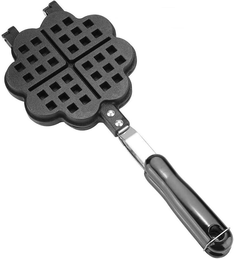 Wafelijzer Hartvorm Wafelmaker Klein Ontbijt Maken Non-stick Coating 33.5 x 14 cm Zwart