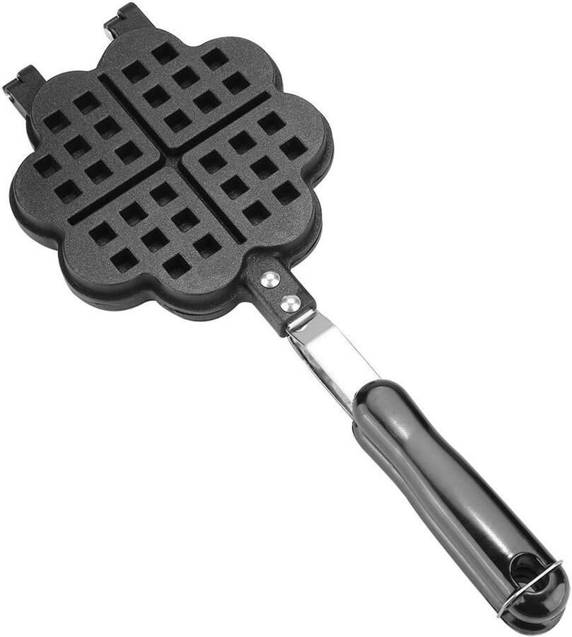 Wafelijzer Hartvorm Wafelpan Bakplaat Hartige Snacks Maken Antikleefcoating 33.5 x 14 cm Zwart