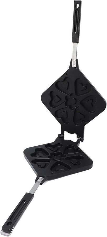 Wafelijzer Hartvorm Wafelpan Ontbijt Maken Dubbelzijdig Koken 24 x 44 cm Grijs