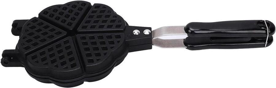 Wafelijzer Hartvormig Wafelpan Klein Ontbijt Maken Anti-aanbaklaag 16x36 cm Zwart