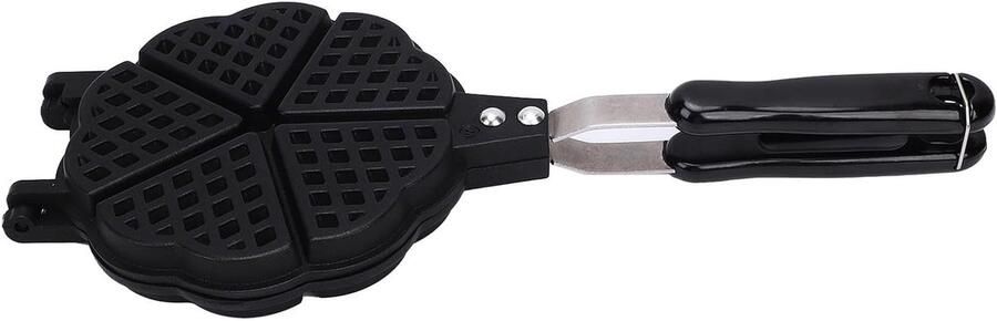 Wafelijzer Hartvormig Wafelpan Mini Ontbijt Maken Anti-aanbaklaag 16x36 cm Zwart