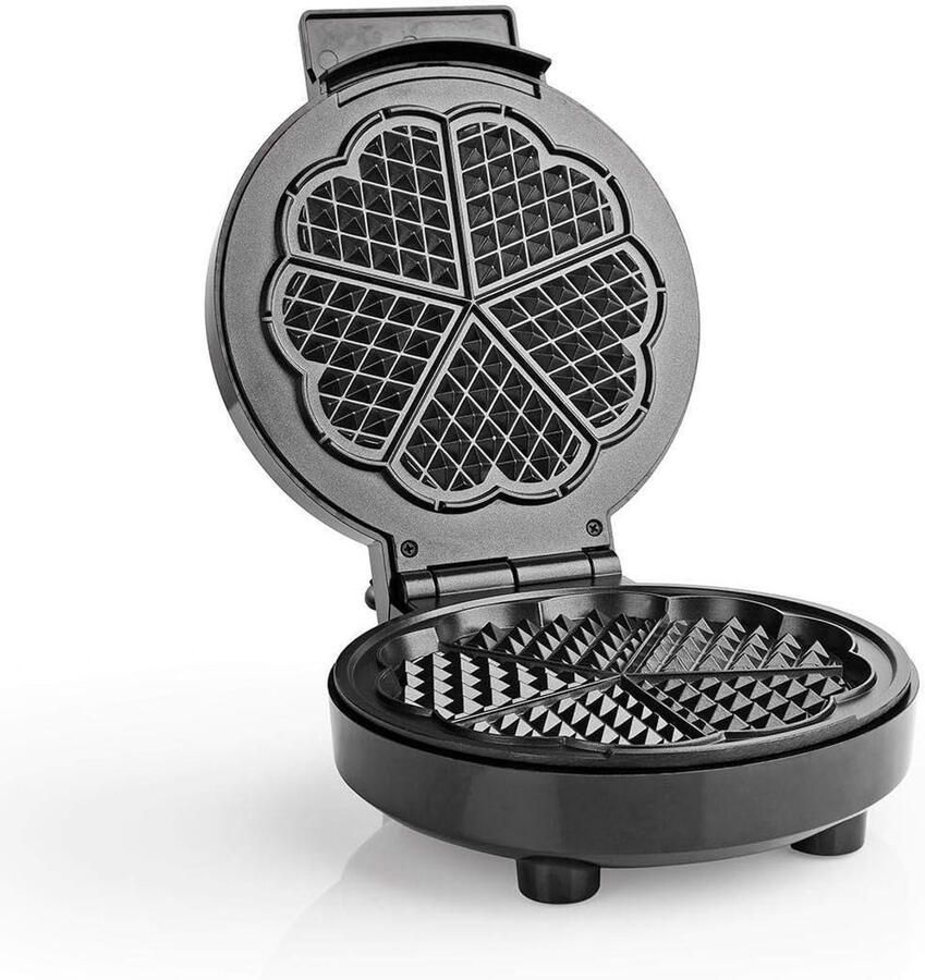 Wafelijzer Hartvormige wafels Lekkere wafels maken Automatische temperatuurregeling 19 cm plaat Zilver Zwart