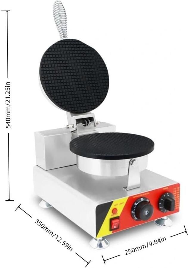 Wafelijzer Hoorntjesmachine IJshoorntjes Maker Desserts Maken Non-stick Platen 1 KW Vermogen Grijs
