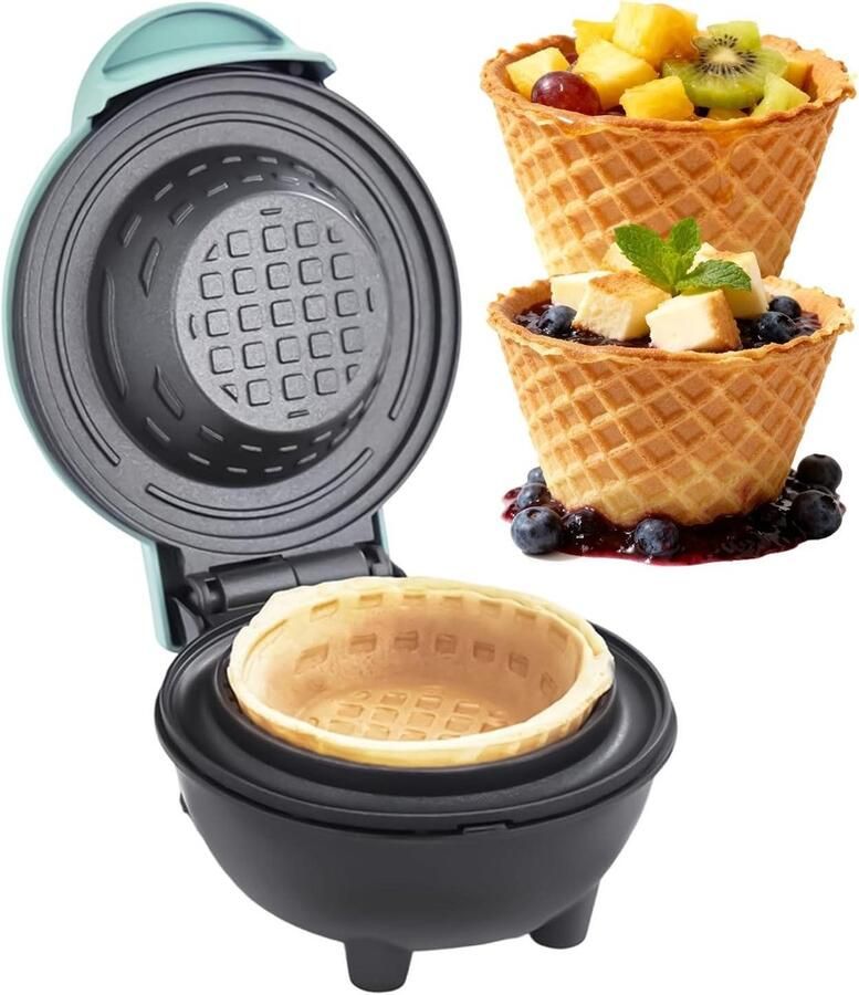 Wafelijzer Hoorntjesmaker Wafelmachine IJshoorntjes Desserts Maken Antiaanbaklaag 17x13x17 cm Blauw