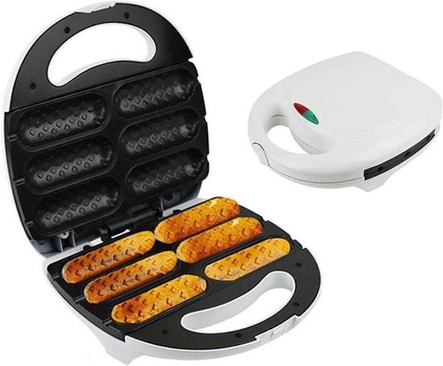 Wafelijzer hotdog Snackmaker Snelle snacks Maakt 6 stuks 24.5x24x8.5cm Wit