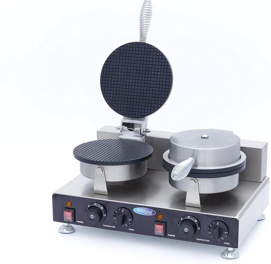 Wafelijzer IJshoornmaker Snelle Wafels Maken Dubbele ie 35 x 50 x 24 cm Zilver