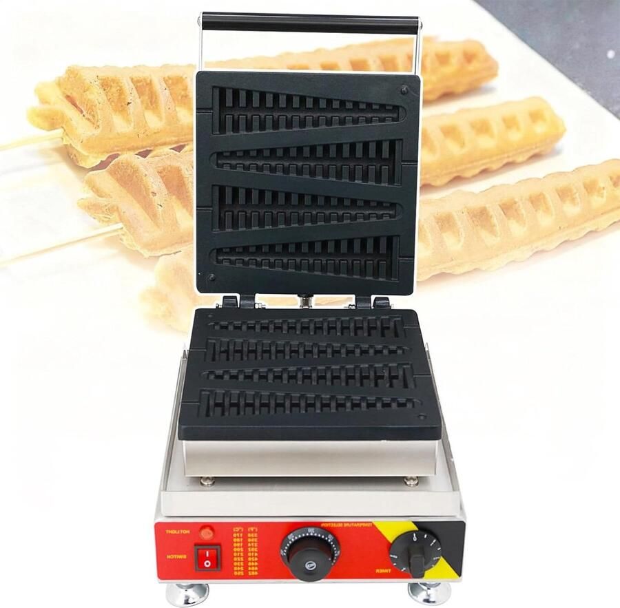 Wafelijzer Ijshoorntjesmachine Bakapparaat Desserts Maken Dubbele Antiaanbaklaag 1600 Watt Zilver