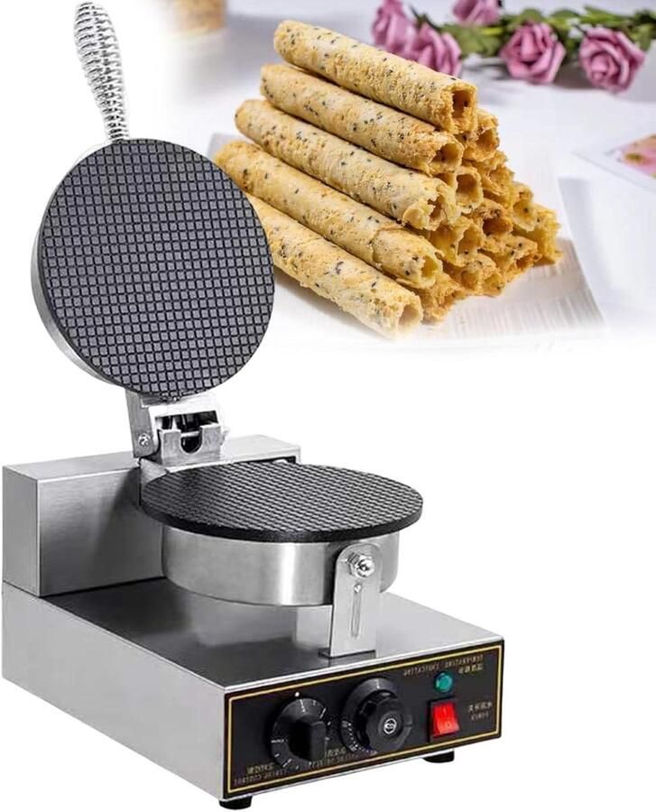 Wafelijzer Ijshoorntjesmaker Wafelrol Desserts Maken Gelijkmatige Verwarming 1300W Meerkleurig