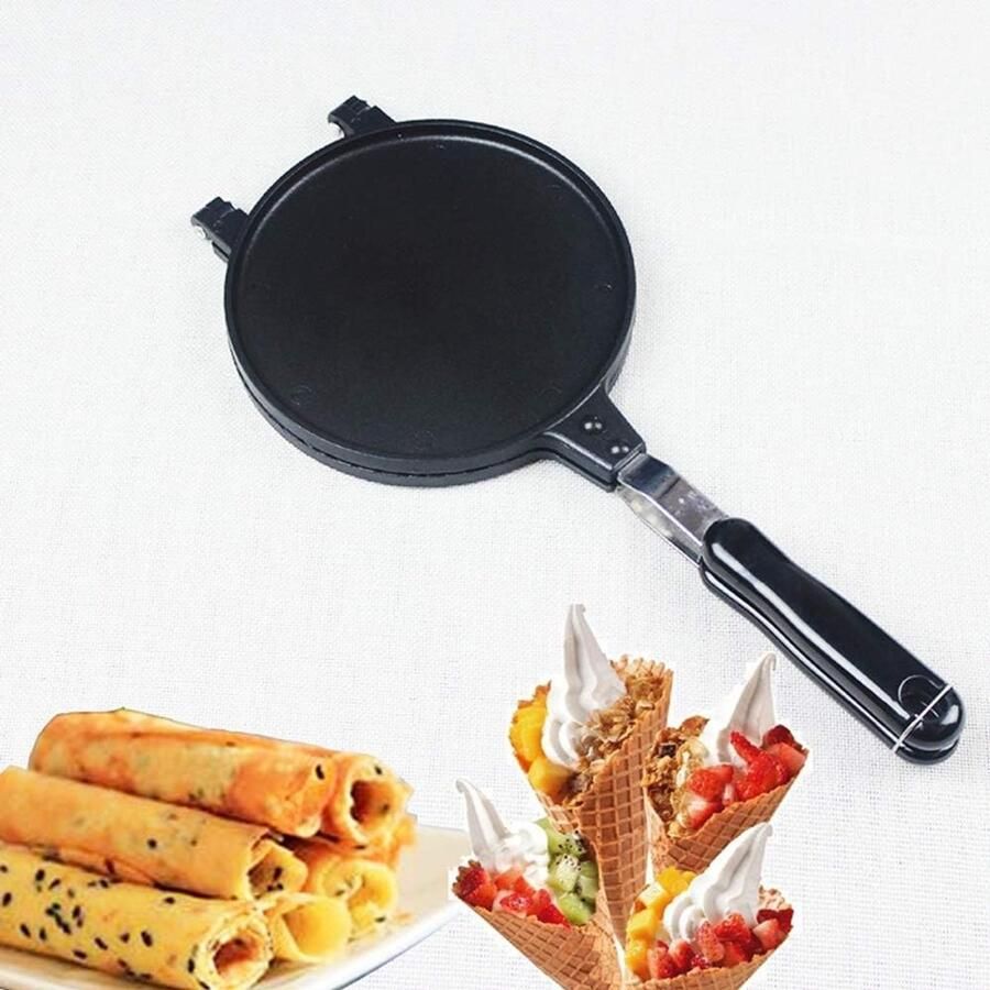 Wafelijzer Kegels Eierrol Maker Desserts Maken Dubbelzijdig Bakken 67 Inch Diameter Zwart