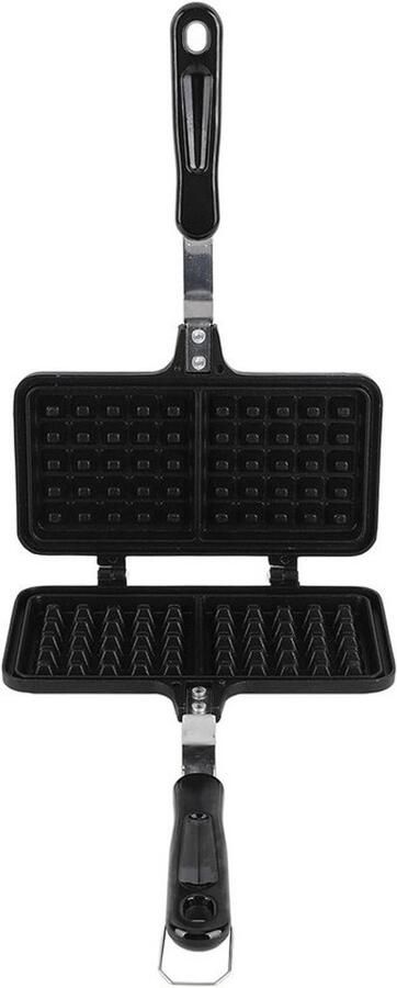 Wafelijzer Kookplaat Dubbele Wafelpan Ontbijt bereiden Dubbele kop 34x22x4 cm Grijs