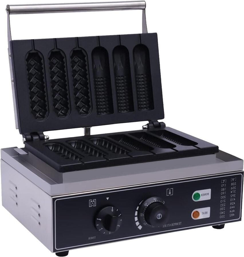 Wafelijzer Machine Bakplaat Snacks Maken Instelbare Temperatuur 6 Stuks Zilver