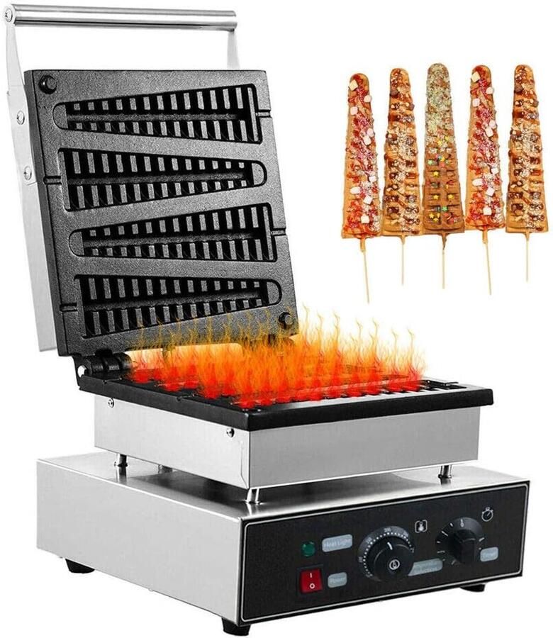 Wafelijzer Machine Wafelijzer Broodrooster Lolly Muffin Machine Commerciële Elektrische Non-stick Bakvorm Instelbare Temperatuur 4 Stuks 1750W