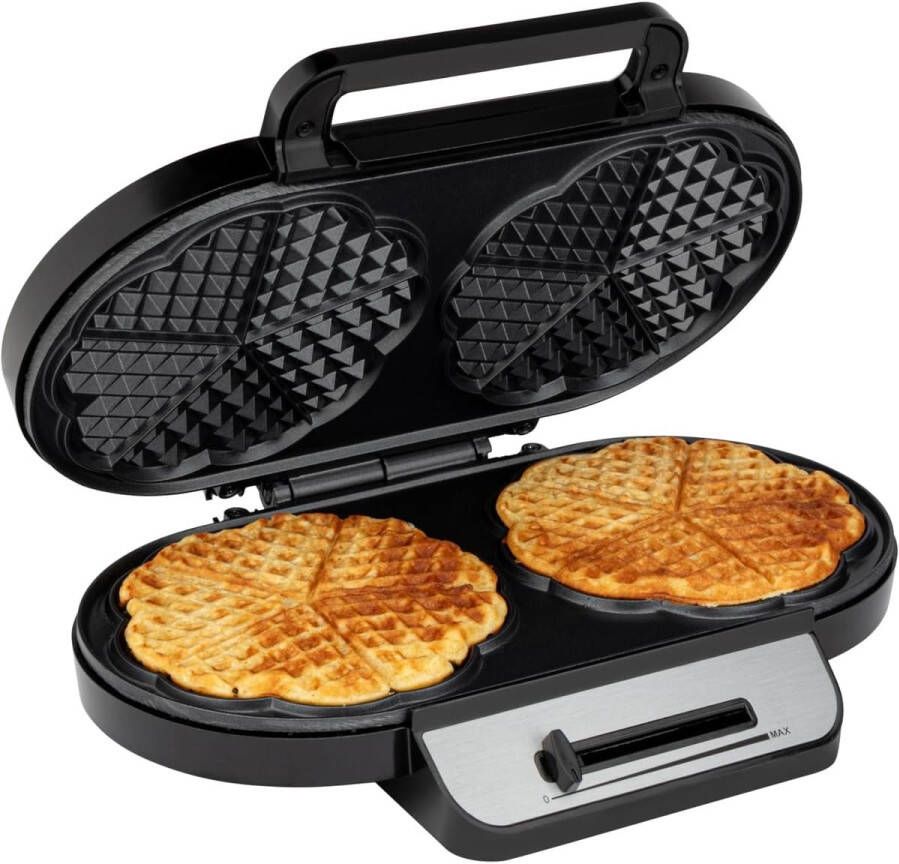 Wafelijzer met 2 bakoppervlakken Traploos instelbare bruiningsgraad voor perfecte wafels 1200W