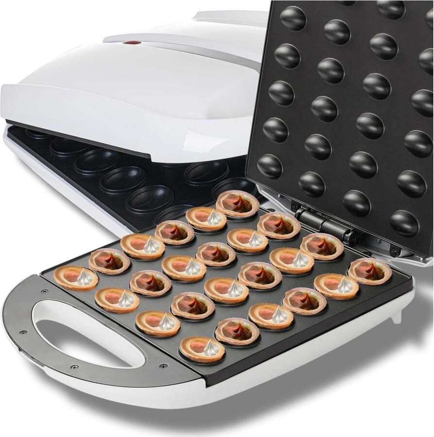Wafelijzer met antiaanbakplaten 1600 W 2 minuten baktijd met 24 helften warmte-isolerende handgrepen controlelampje antislip behuizing