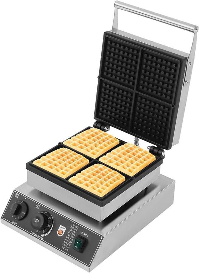 Wafelijzer met bakplaten met antiaanbaklaag wafelijzer voor Belgische hartjes wafels met roestvrijstalen behuizing 50-300 °C traploos (4 stuks)
