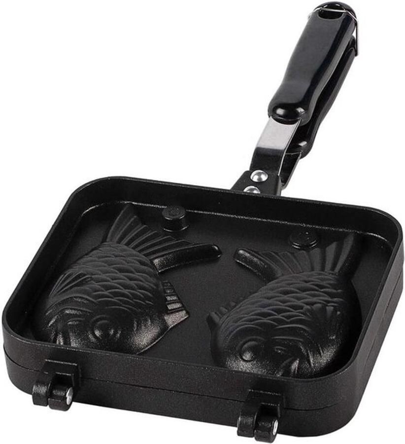 Wafelijzer met dubbele pan Wafelmaker met bakvorm Zelf wafels maken Visvormig ontwerp 38D x 19W x 4H cm