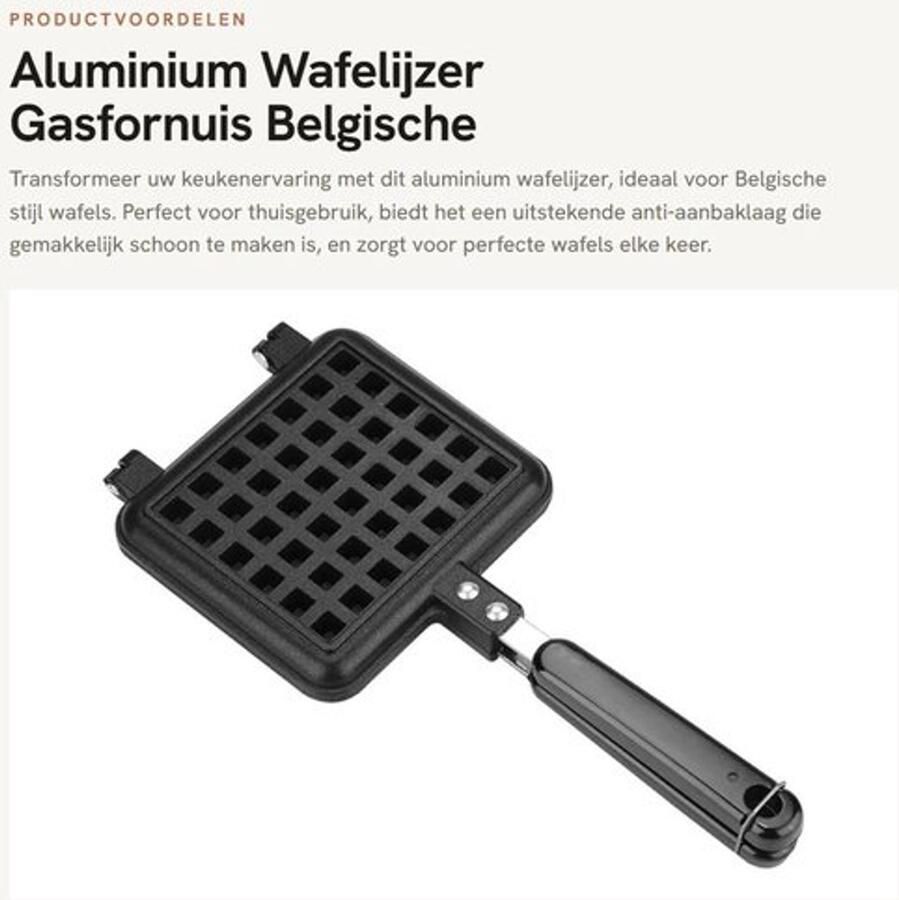 Wafelijzer met Gegoten Anti-aanbaklaag Wafelijzer voor Gas Fornuis Belgische Stijl Huishoudelijk Keukengereedschap Duurzaam en Gebruiksvriendelijk Wafelbakvorm