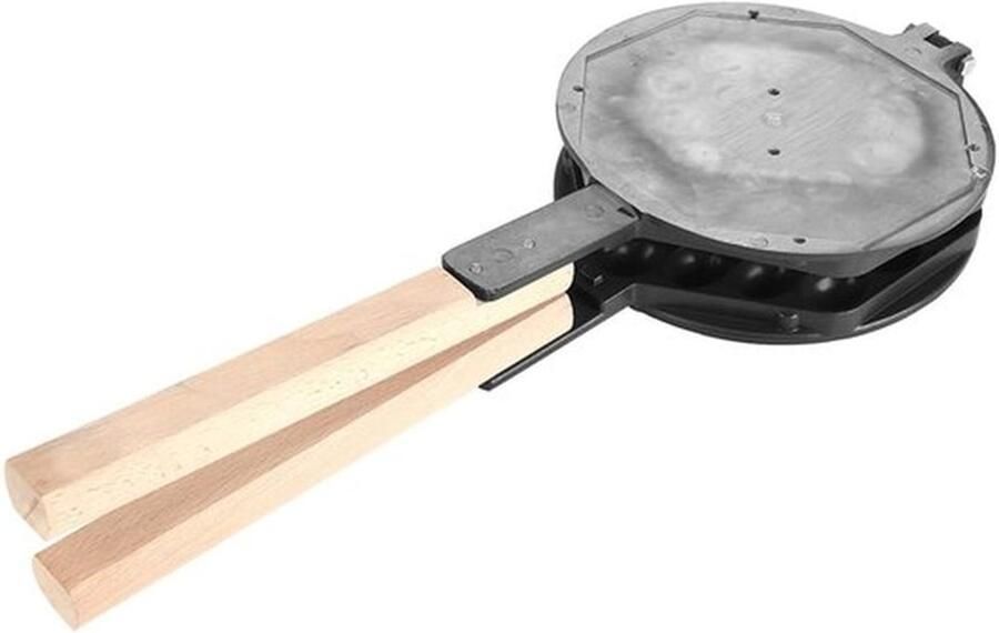 Wafelijzer met Houten Handvat Anti-aanbak Wafelvorm Premium Aluminium Eenvoudig te Gebruiken Geschikt voor Ontbijt Lunch Makkelijk Schoon te Maken Bakplaat
