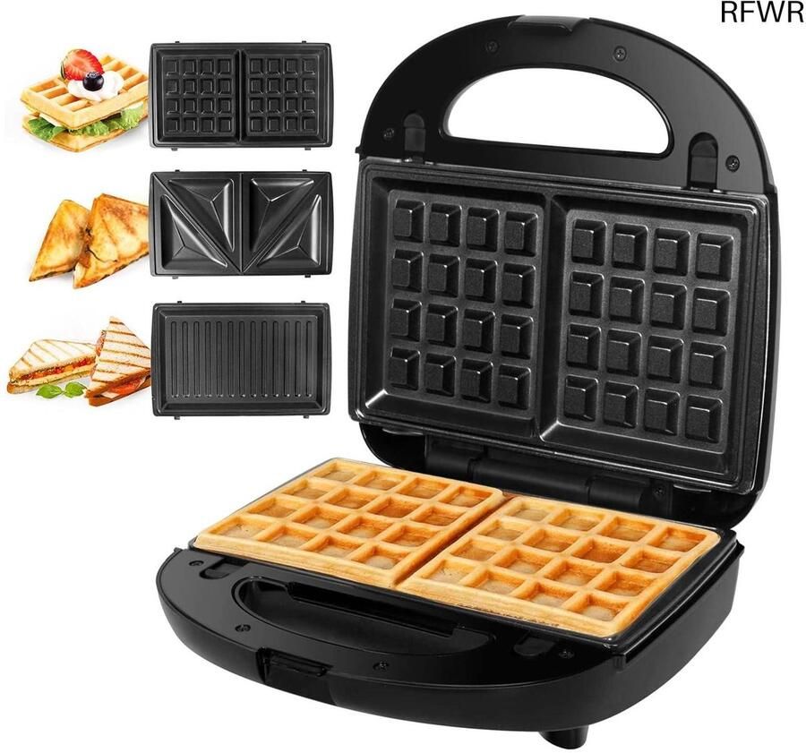 Wafelijzer met Verwisselbare Platen Tosti Apparaat Contact Grill Efficiënt