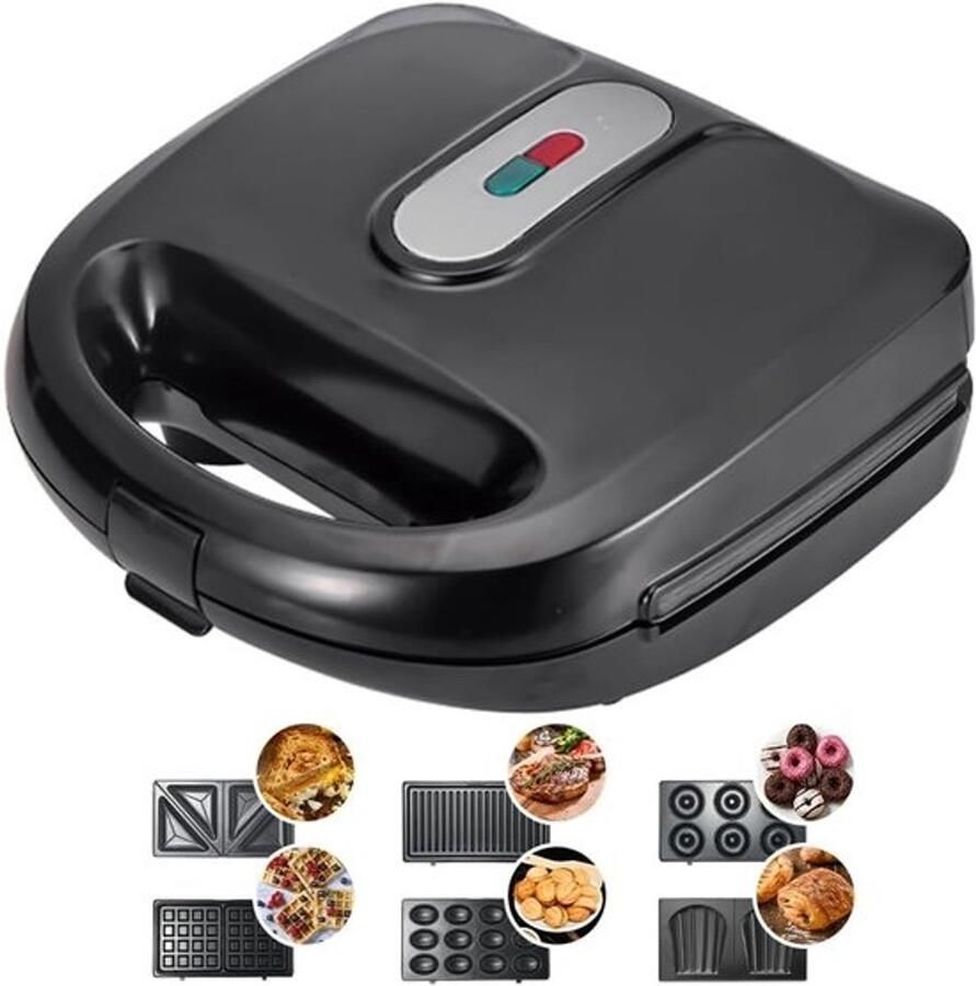 Wafelijzer met verwisselbare platen Tostiapparaat Contactgrill