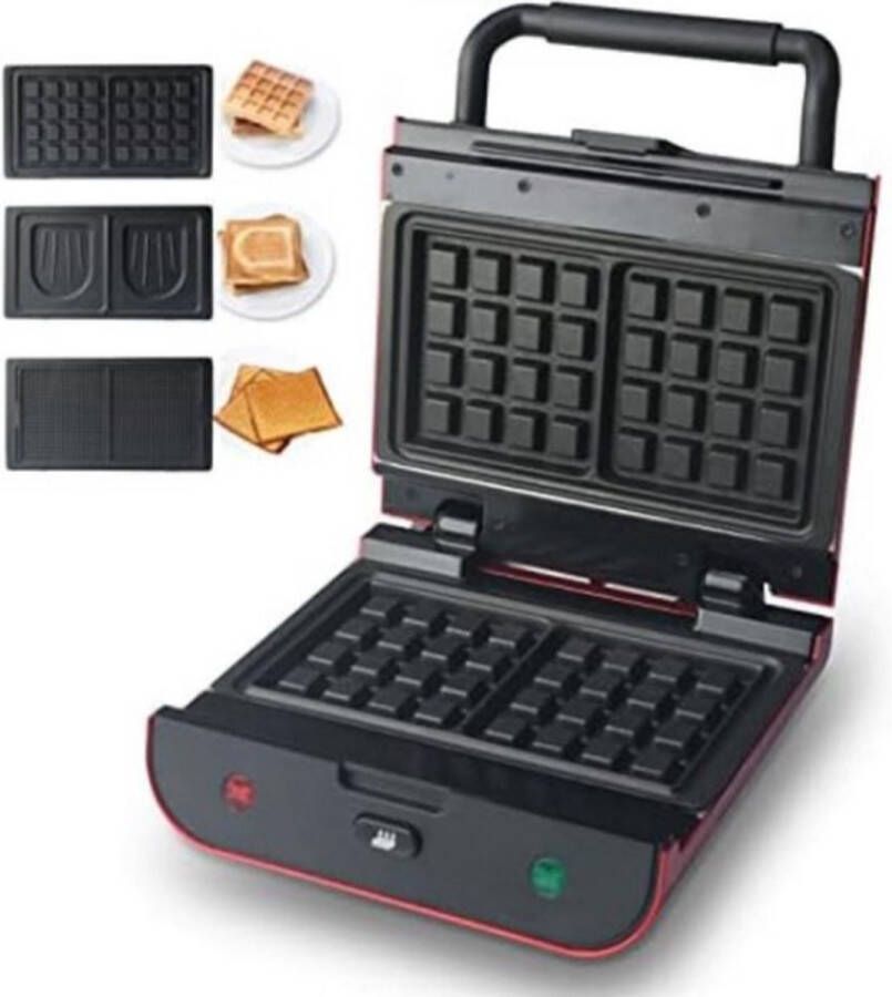 Wafelijzer met Verwisselbare Platen Wafelijzer met Uitneembare Platen Wafelijzer 3-in-1