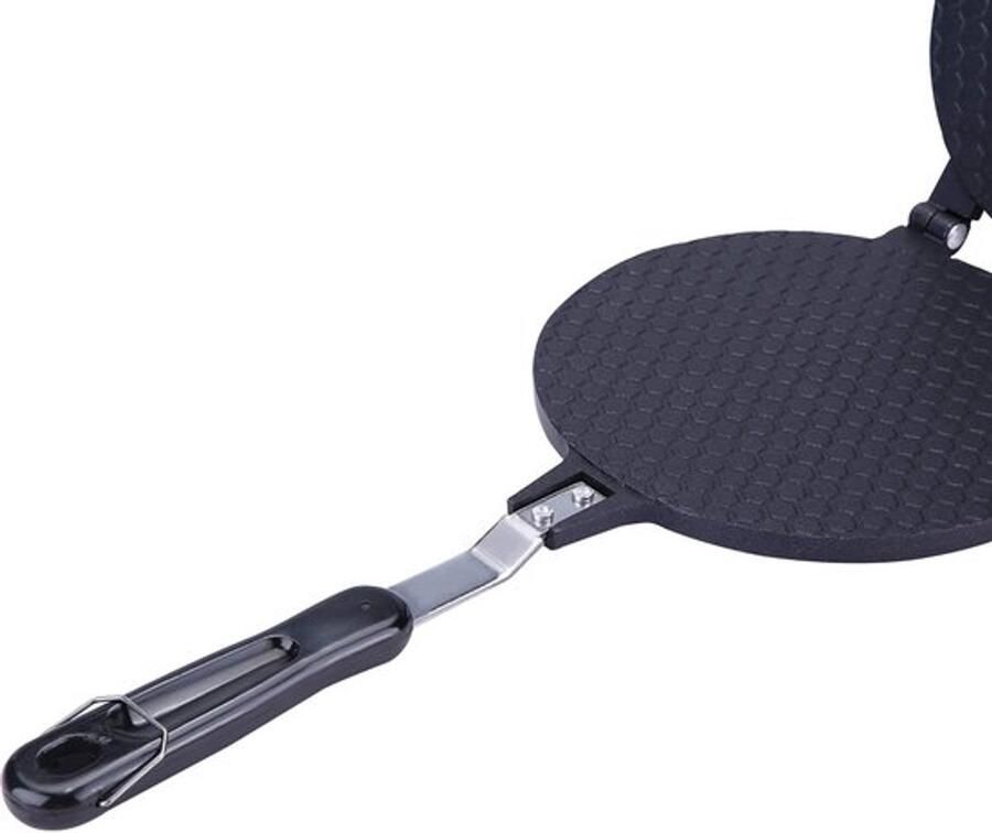 Wafelijzer met verwisselbare platen Wafelijzer pfas vrij Aluminium Antiaanbaklaag Lange handgreep Voedselveilig en duurzaam Pannenkoekenpan