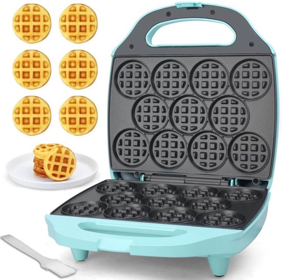 Wafelijzer Mini 11 Gaten voor 11 Wafels Compact en Draagbaar Ideaal voor Ontbijt en Snacks EU-stekker Innovatief Ontwerp Wafelmaker