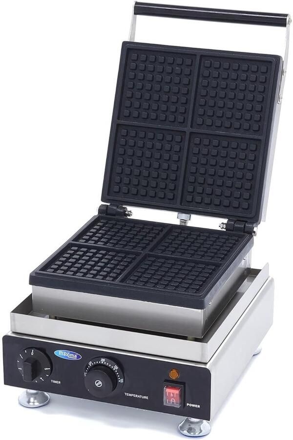 Wafelijzer Mini Vierkant Apparaat Bakplaat Lekkere Wafels Maken Compact Snel Bakken 4 Stuks Zilver