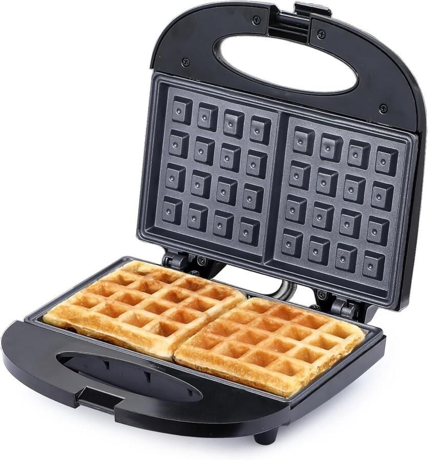 Wafelijzer mini-wafelijzer met antiaanbaklaag eenvoudig te reinigen elektrisch wafelijzer geschikt voor het maken van ontbijtwafels met geïsoleerde en verbrandingsbeveiligingsbehuizing met stroomindicatielampje en thermostaat