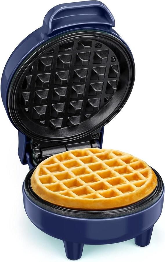 Wafelijzer Mini wafelmaker Kleine wafels maken Antiaanbaklaag Compact design Blauw